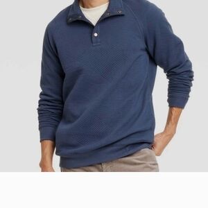Goodfellow & Co Men's Navy Quarter-Button Sweatshirt